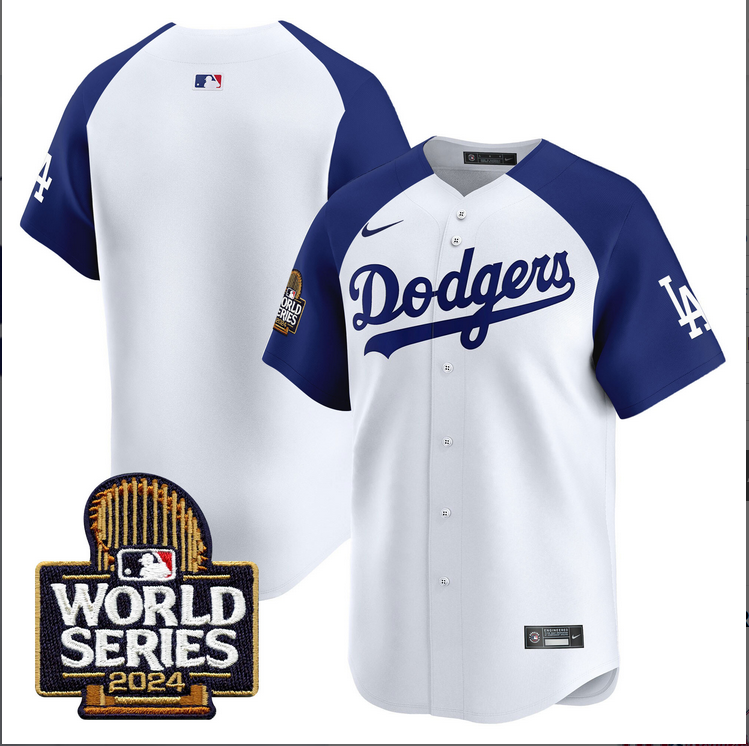 Men MLB Los Angeles Dodgers blank white 2024 World Series Champions Patch Limited Jersey20241105 style 2